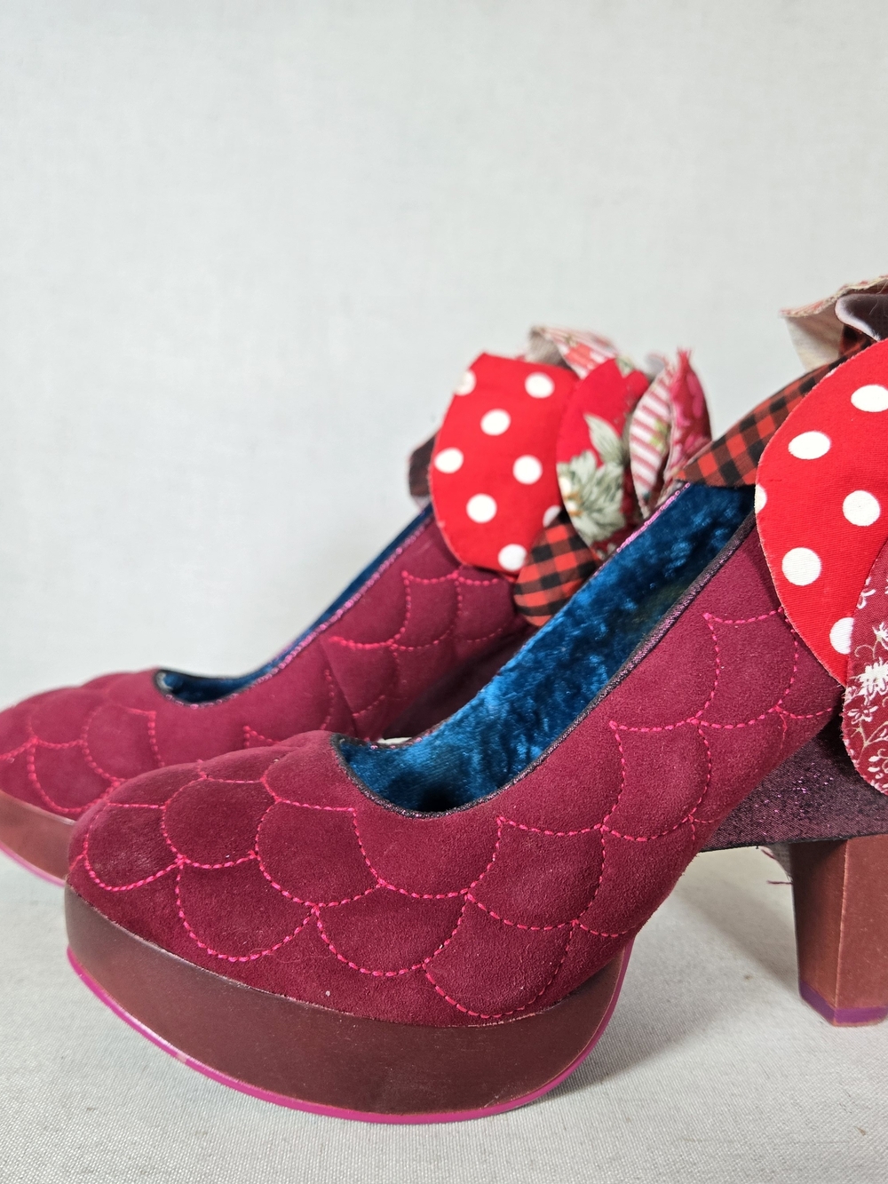 Irregular Choice Statement Heels – Patchwork Bow Platform Pumps